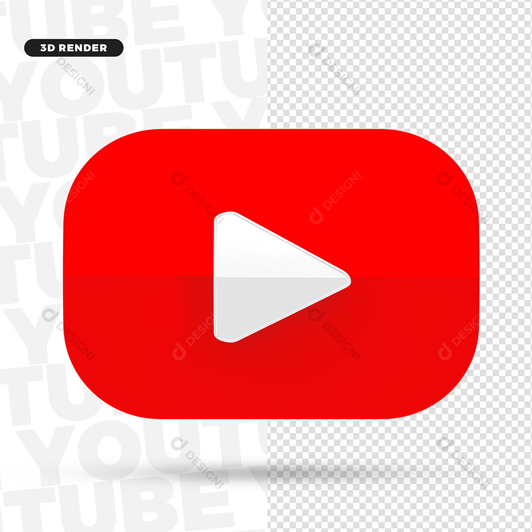 Youtube Ícone 3D Elemento Para Composição PNG Transparente