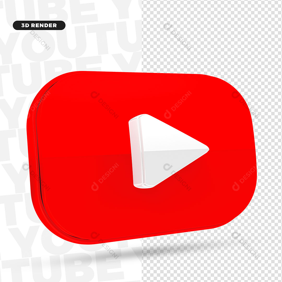 Youtube Ícone 3D Elemento Para Composição PNG Transparente
