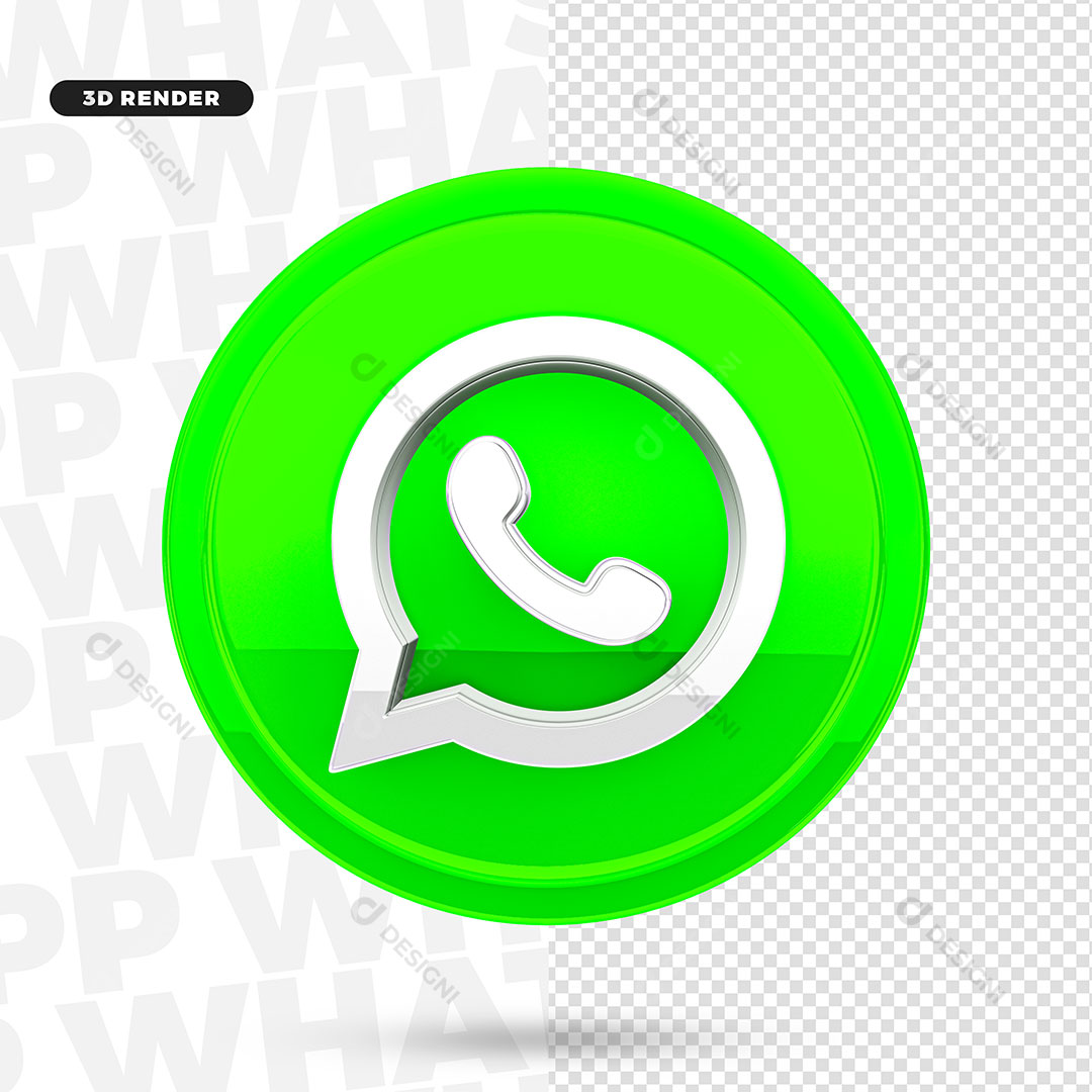 WhatsApp Ícone 3D Redes Sociais Elemento Para Composição PNG