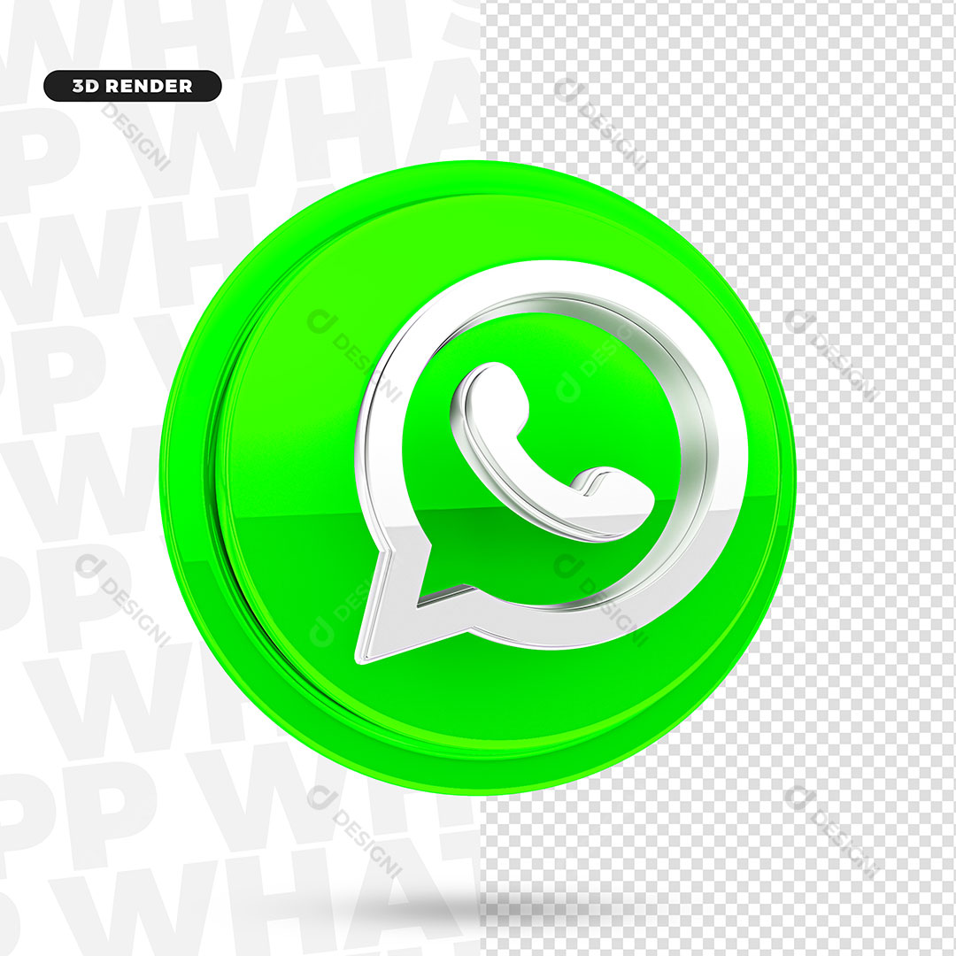 WhatsApp Ícone 3D Redes Sociais Elemento Para Composição PNG