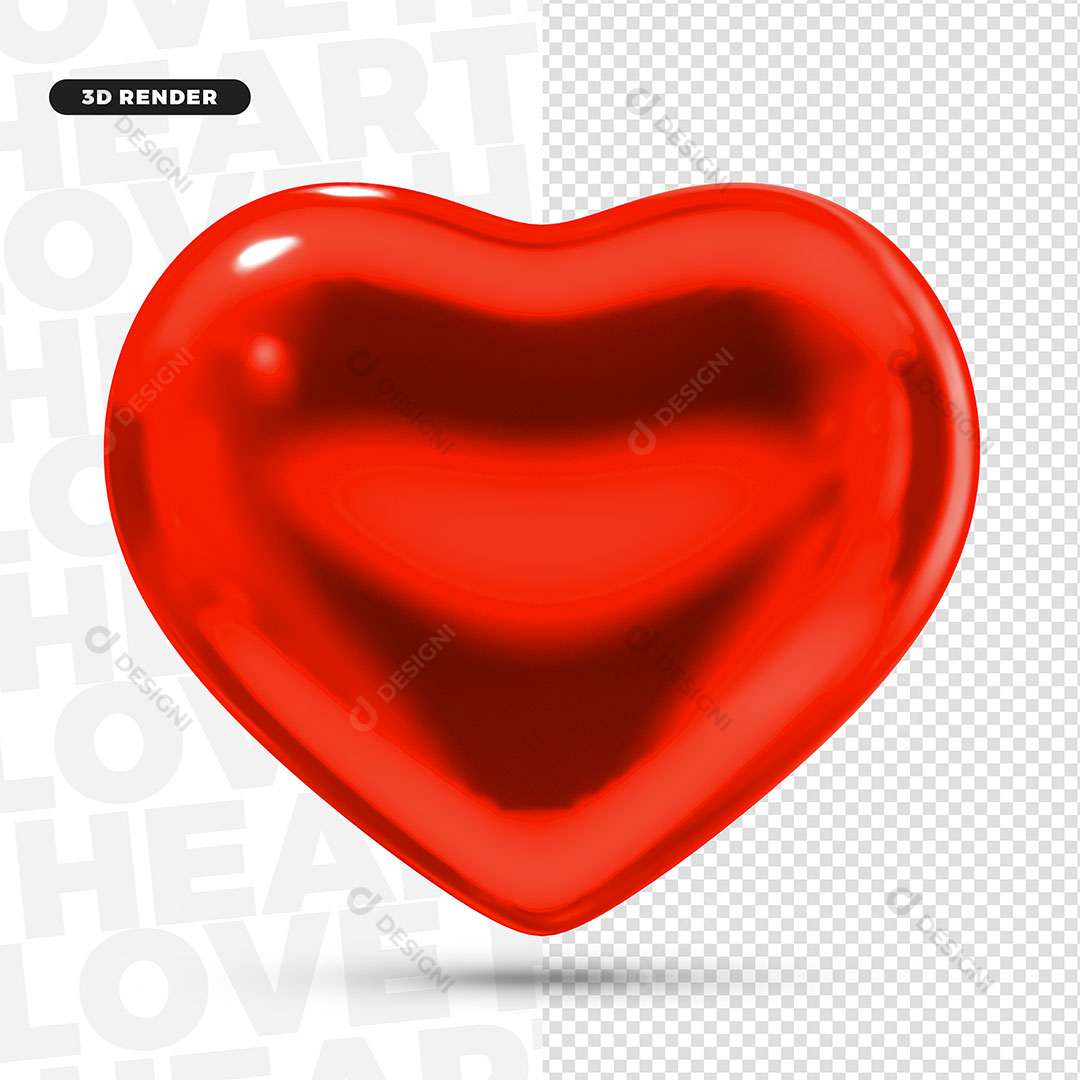 Elemento 3D Coração PNG Transparente Sem Fundo