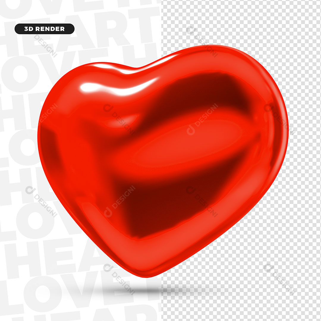 Elemento 3D Coração PNG Transparente Sem Fundo