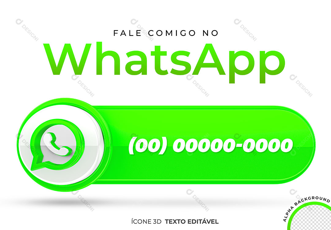 Tag Fale Comigo no WhatsApp Elemento 3D PSD Editável