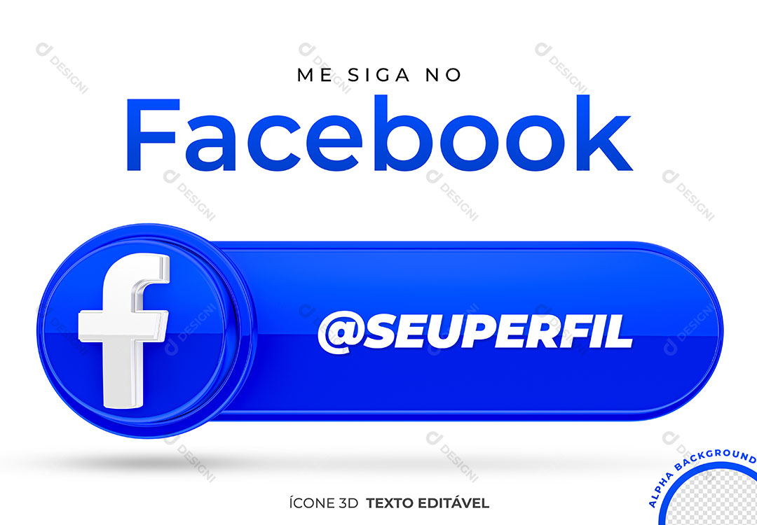 Tag Me Siga no Facebook Elemento 3D PSD Editável