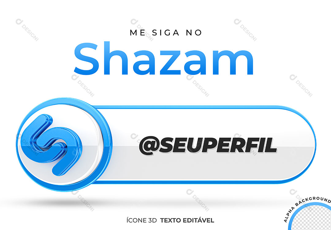 Tag Me Siga no Shazam Elemento 3D PSD Editável