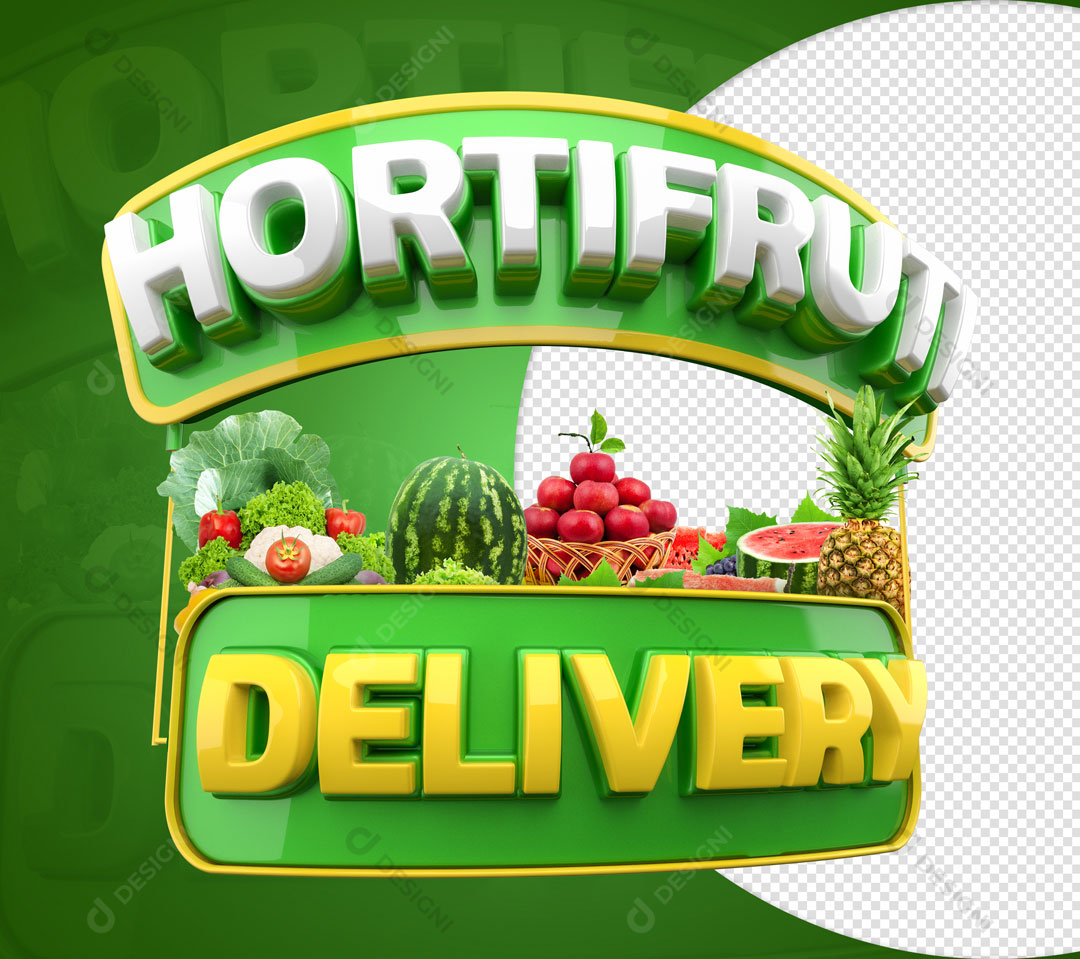 Hortifruti Delivery Selo 3D Elemento Para Composição PSD