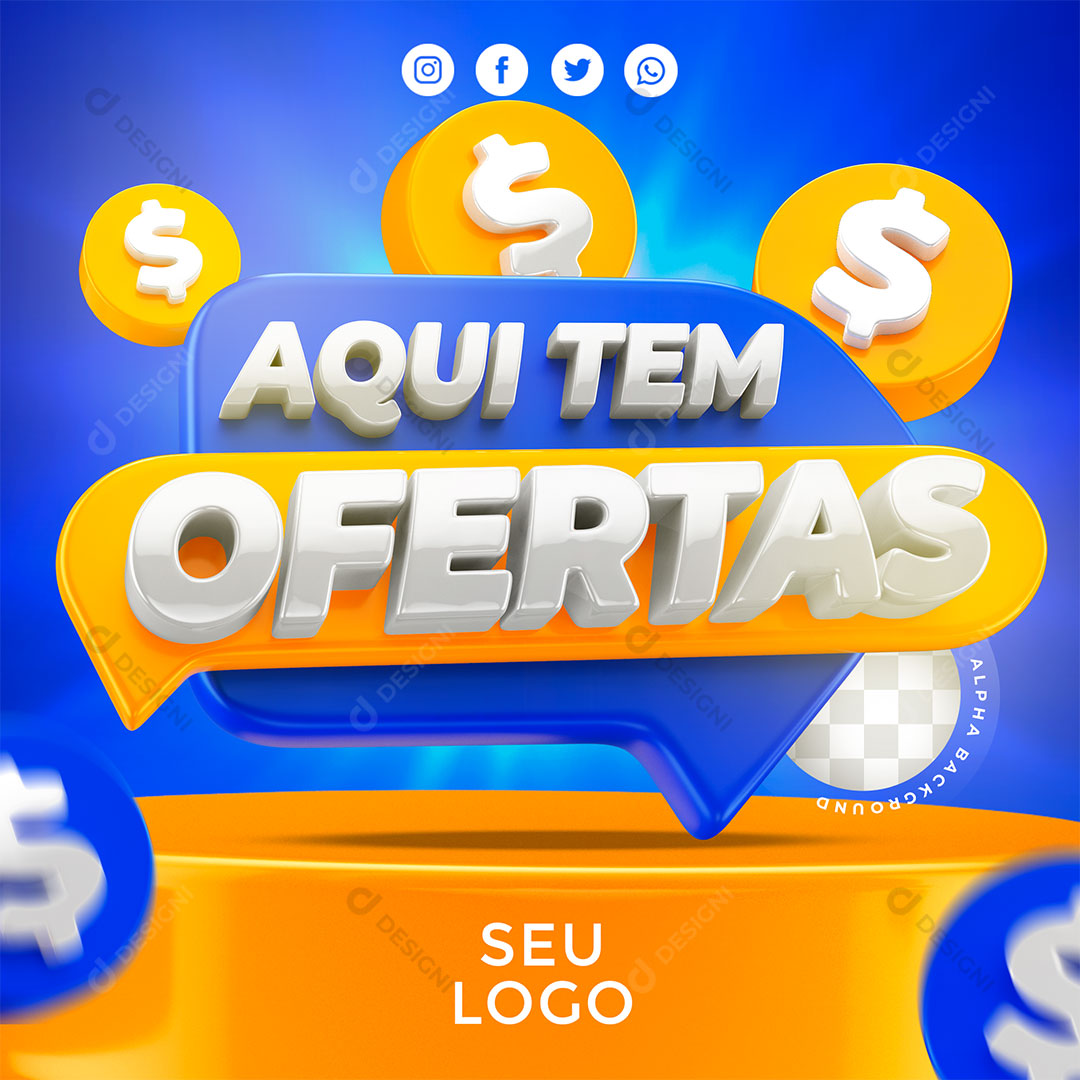 Aqui Tem Ofertas Selo Para Composição PSD Editável