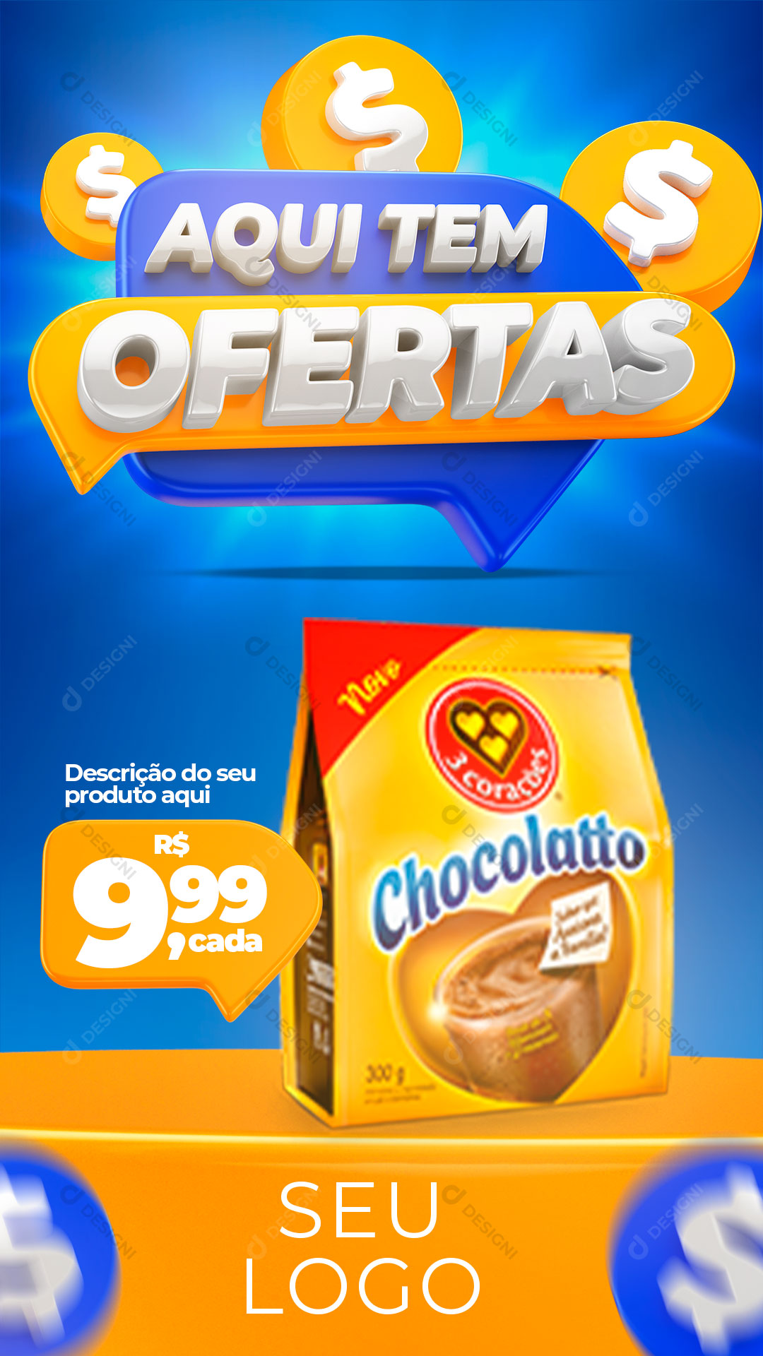 Post Story Supermercado Aqui Tem Ofertas Produtos Social Media PSD Editável PSD Editável