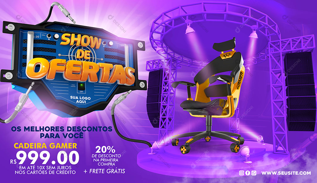 Banner Loja Show de Ofertas Cadeira Gamer Social Media PSD Editável