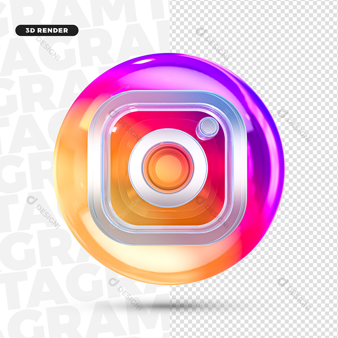 Instagram Ícone 3D Elemento Para Composição PNG Transparente