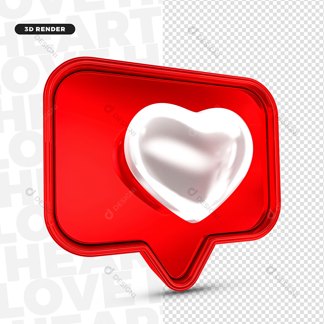 Elemento 3D Like Instagram Facebook PNG Transparente Sem Fundo