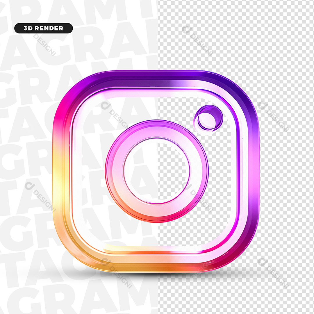 Instagram Ícone 3D Elemento Para Composição PNG Transparente