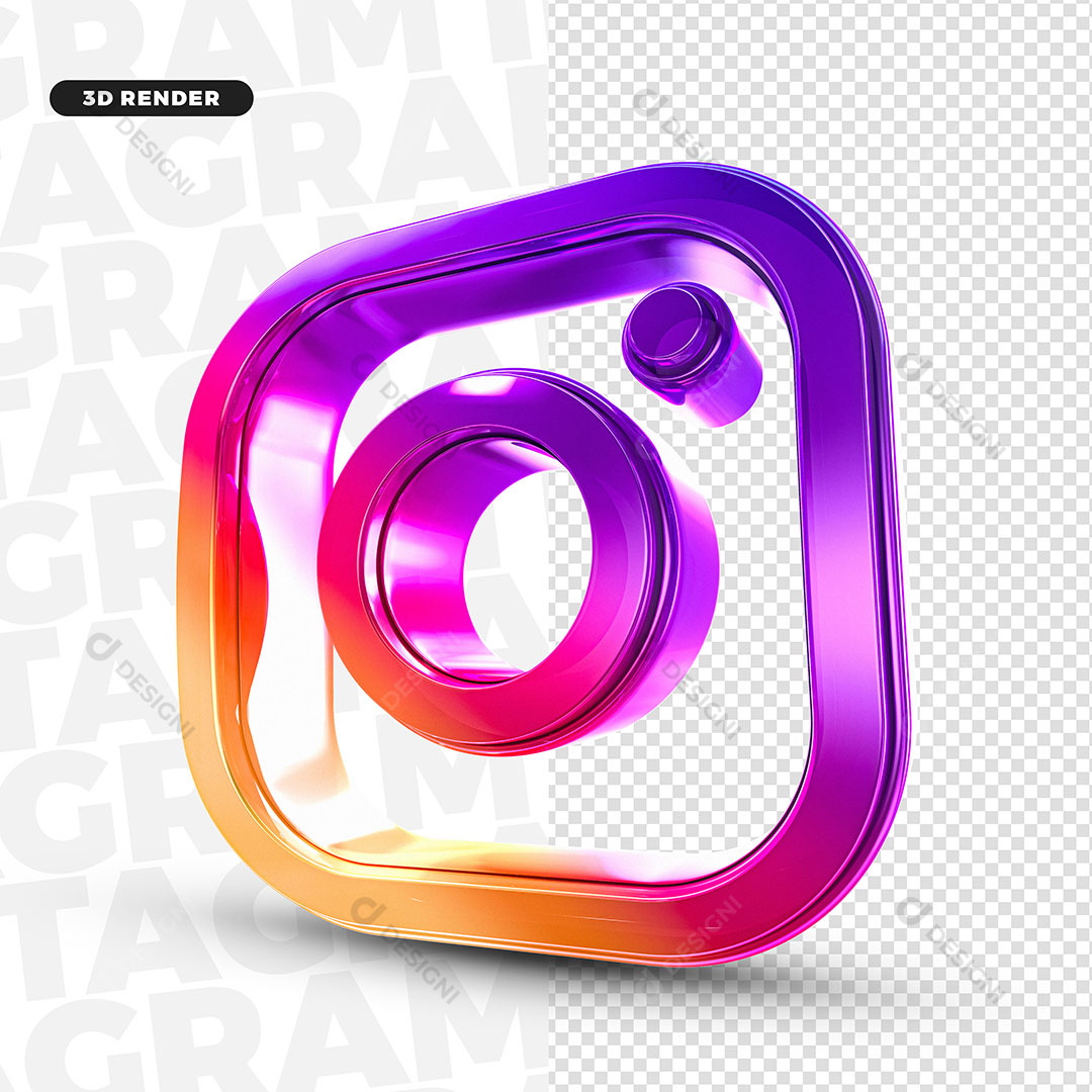 Instagram Ícone 3D Elemento Para Composição PNG Transparente