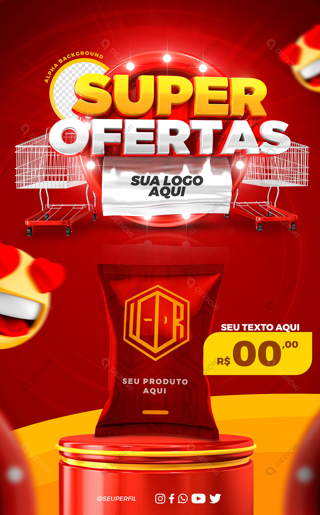 Post Story Supermercado Super Ofertas Produtos Social Media PSD Editável
