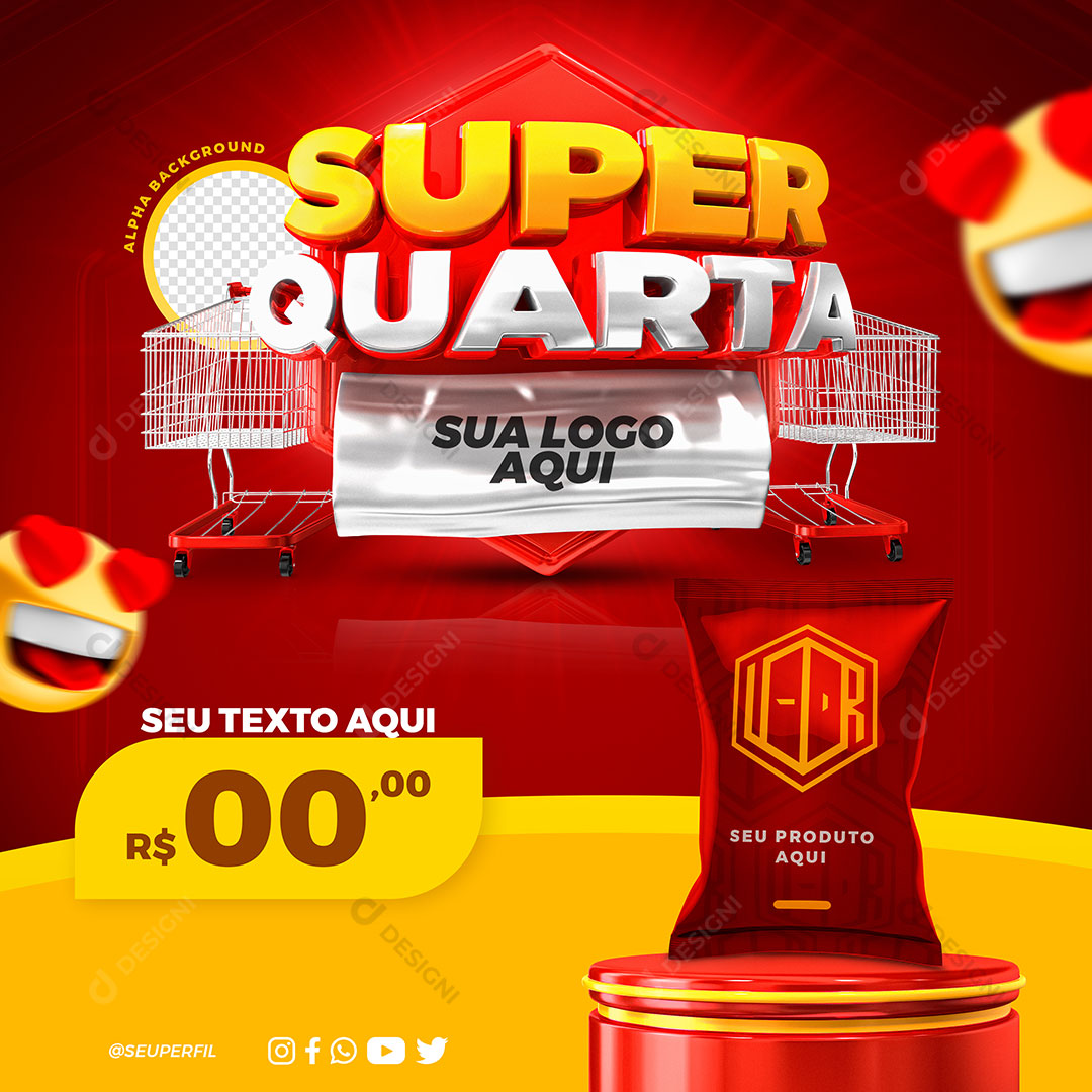 Supermercado Super Quarta Produto Social Media PSD Editável