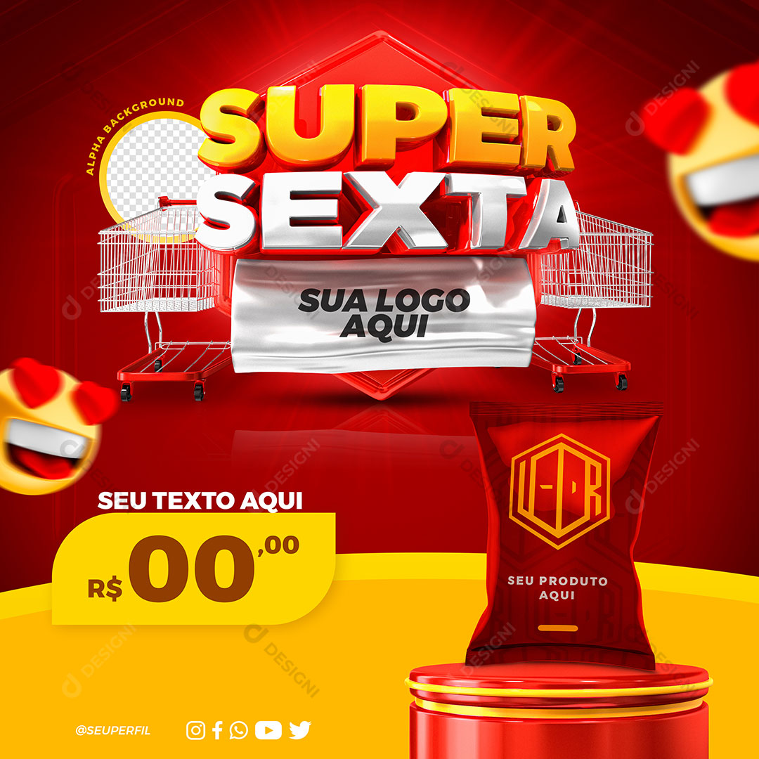 Supermercado Super Sexta Produto Social Media PSD Editável