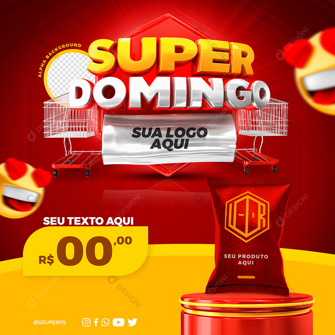 Supermercado Super Domingo Produto Social Media PSD Editável