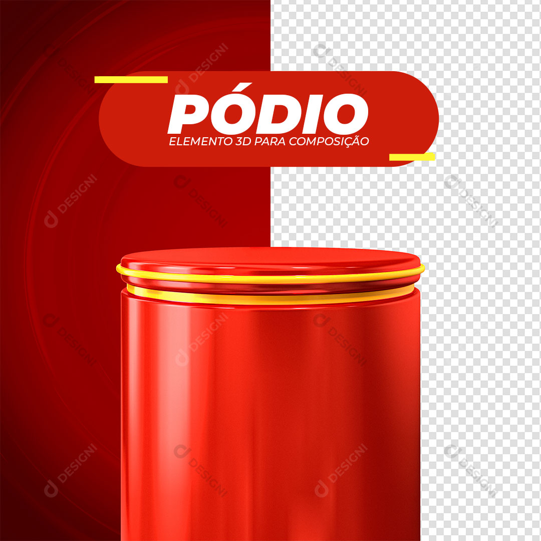 Elemento 3D Pódio Base Vermelho Para Composição PSD