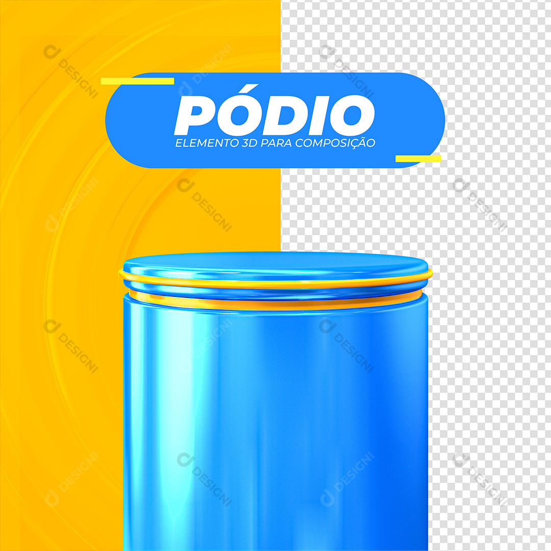 Elemento 3D Pódio Base Azul Para Composição PSD