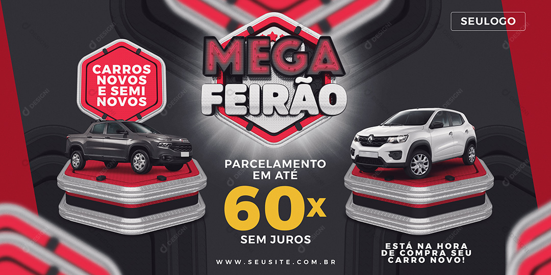 Banner Mega Feirão Está Na Hora de Comprar Seu Carro Social Media PSD Editável