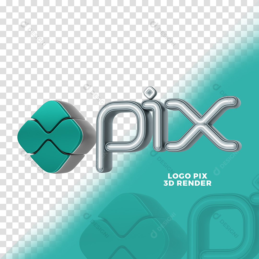 Logo 3D Pix para Composição PNG Transparente Sem Fundo