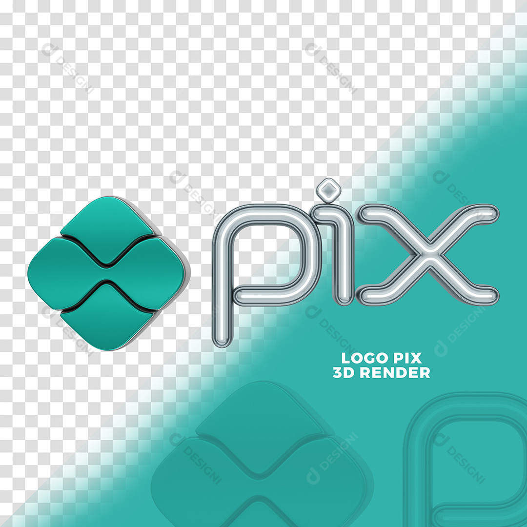 Logo 3D Pix para Composição PNG Transparente Sem Fundo
