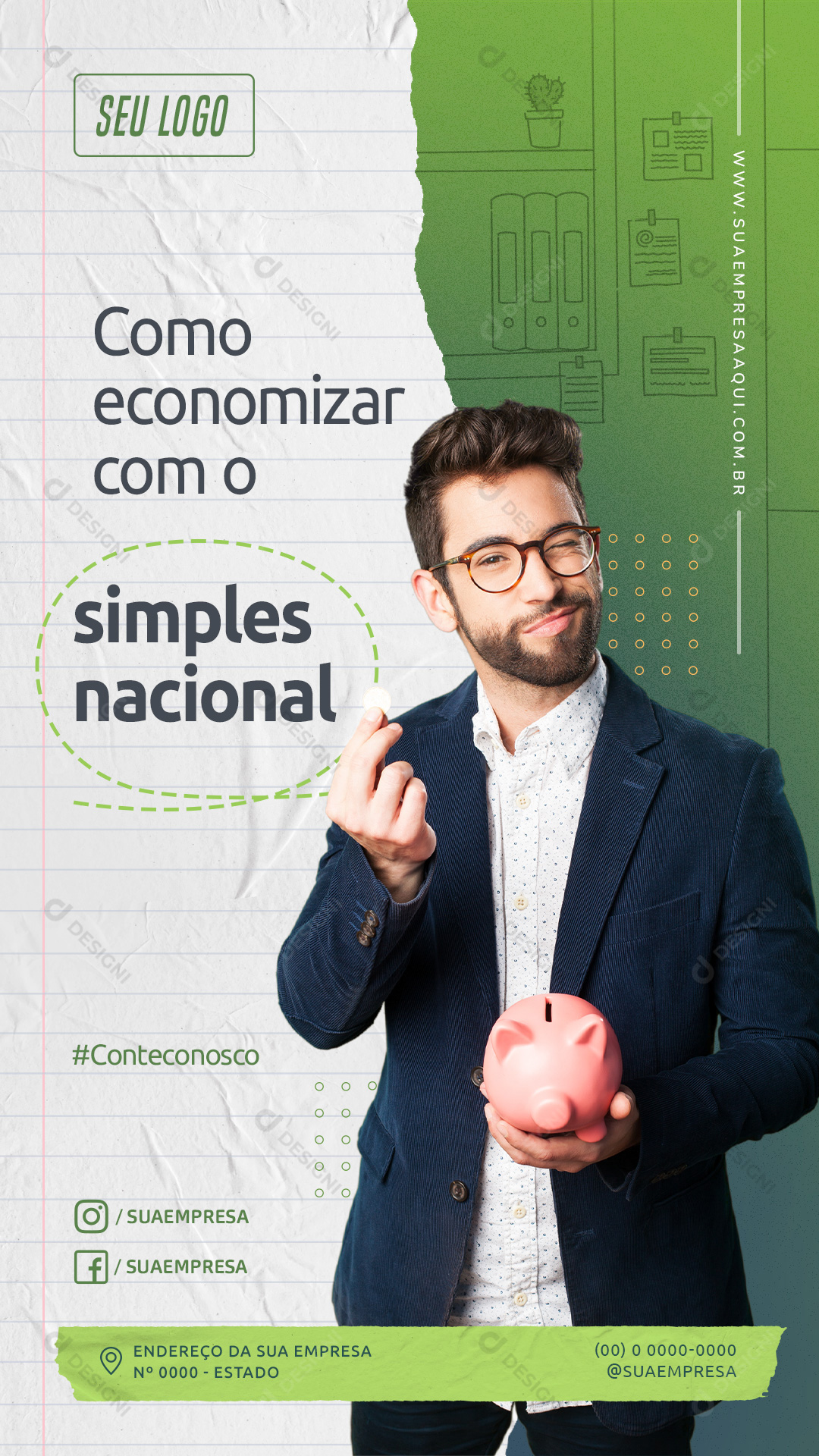 Economizar com o Simples Nacional Stories Social Media PSD Editável
