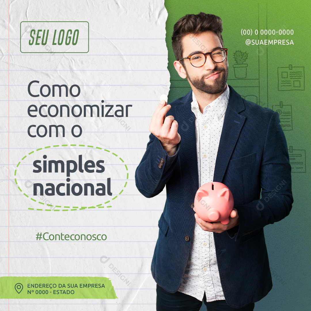 Economizar com o Simples Nacional Social Media PSD Editável