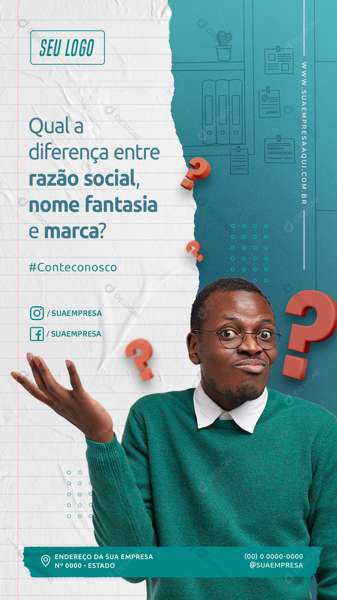 Qual a Diferença Entre Razão Social, Nome Fantasia e Marca Stories Social Media PSD Editável