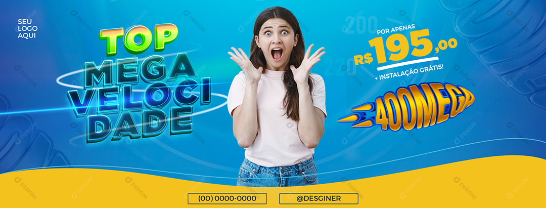 Banner Internet Top Mega Velocidade Social Media PSD Editável