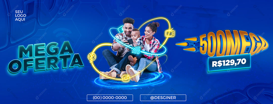 Banner Internet Mega Oferta Social Media PSD Editável