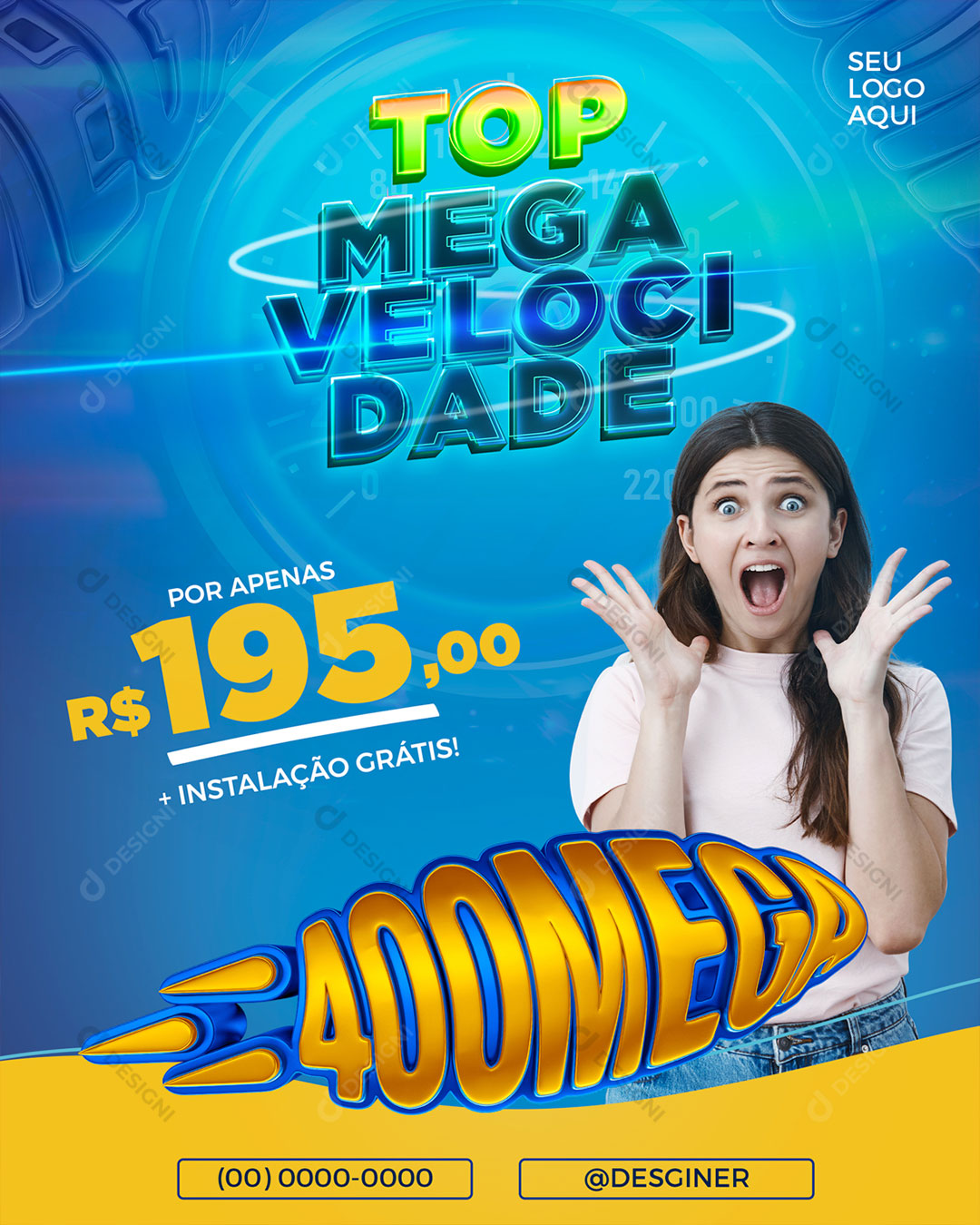 Post Feed Internet Top Mega Velocidade Social Media PSD Editável