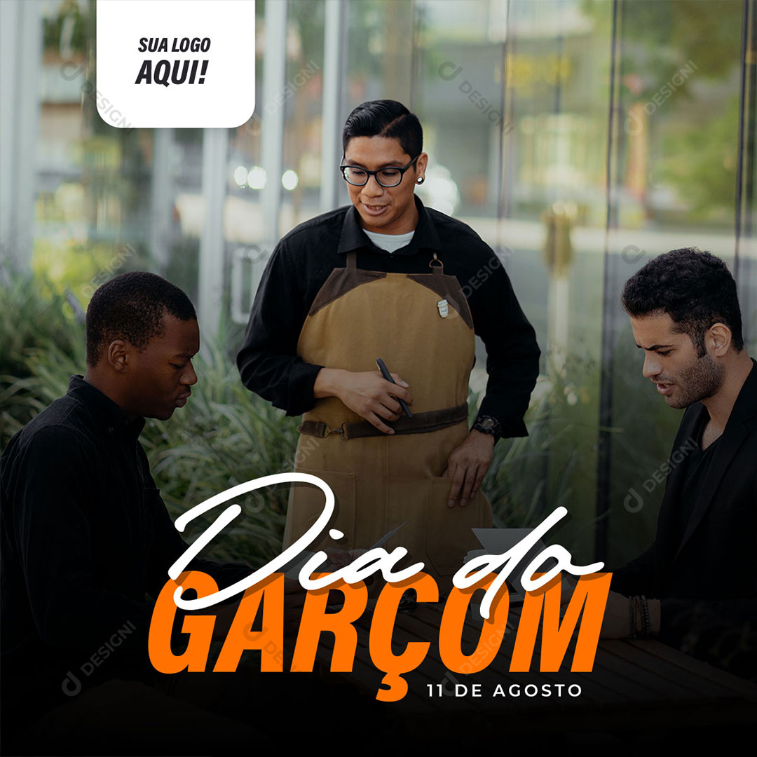 Data Comemorativa Dia do Garçom Social Media PSD Editável