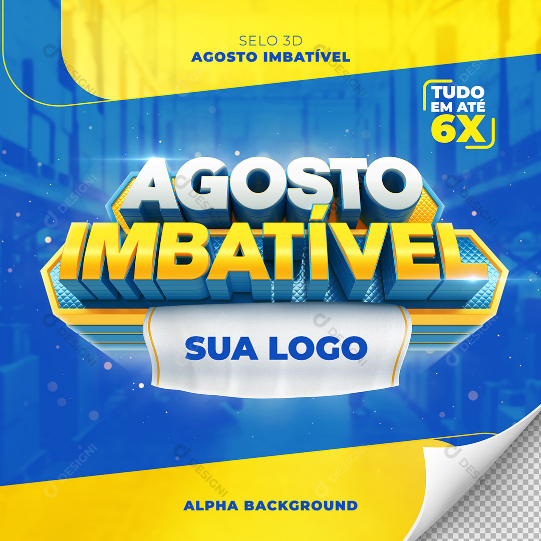 Agosto Imbatível Selo 3D Para Composição Texto Editável PSD