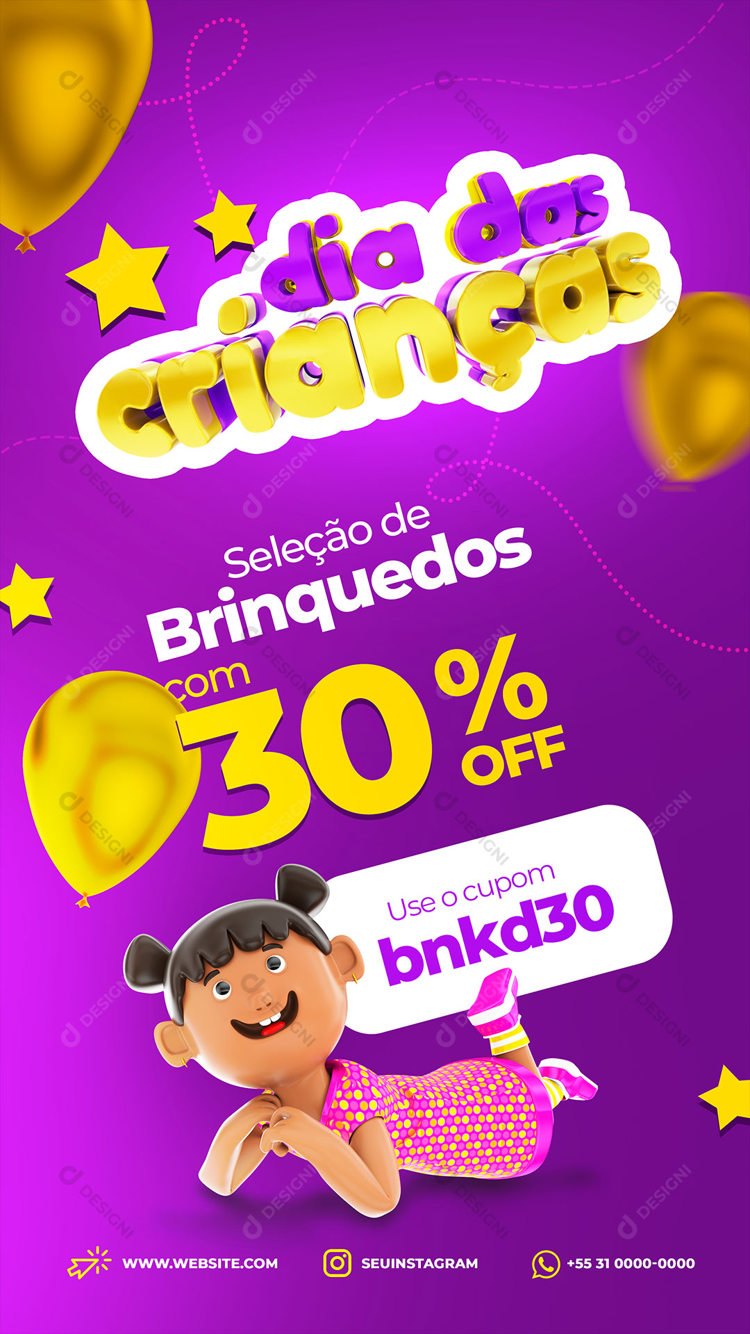 Post Story Dia das Crianças Brinquedos Social Media PSD Editável