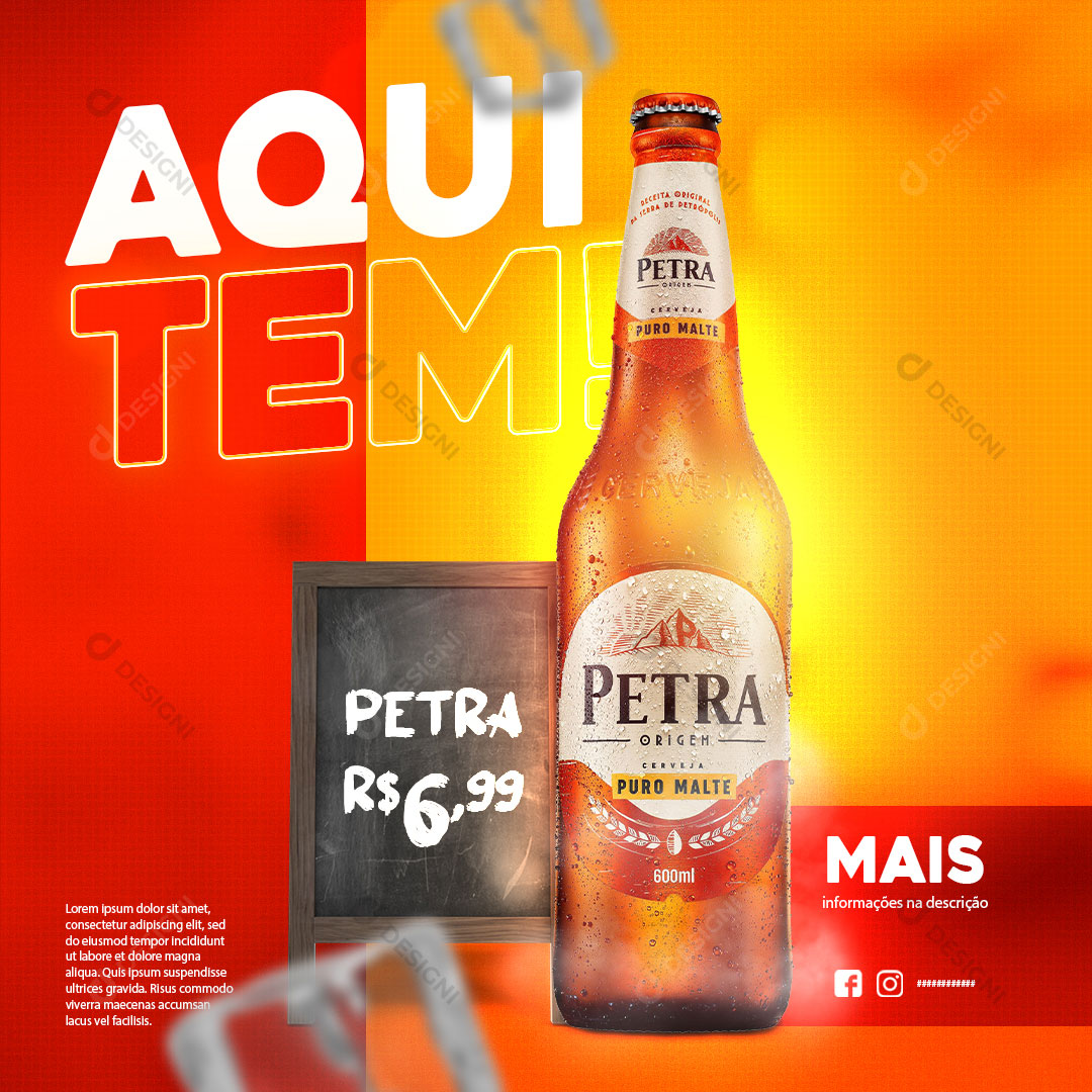 Post Bebida Aqui Tem Cerveja Petra Social Media PSD Editável