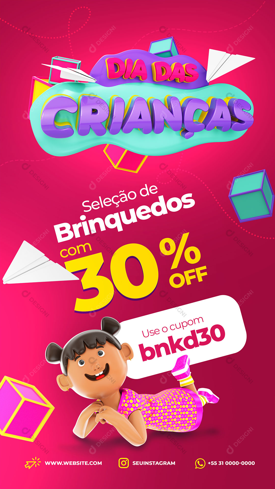 Post Story Dia das Crianças Brinquedos Social Media PSD Editável