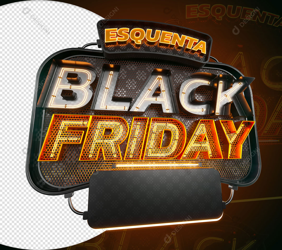 Esquenta Black Friday Selo 3D Para Composição PSD