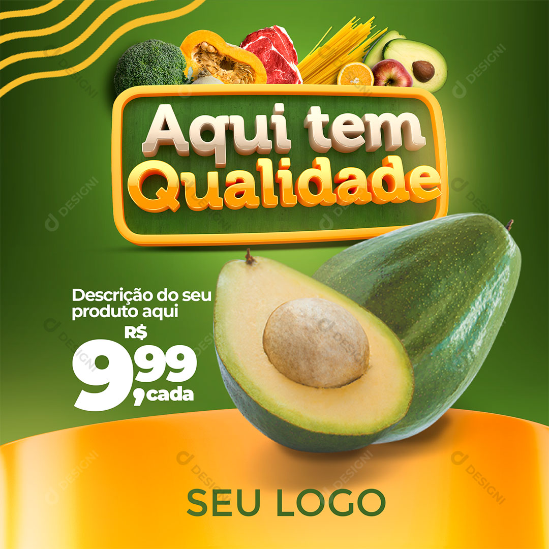 Post Aqui Tem Qualidade Produto Social Media PSD Editável