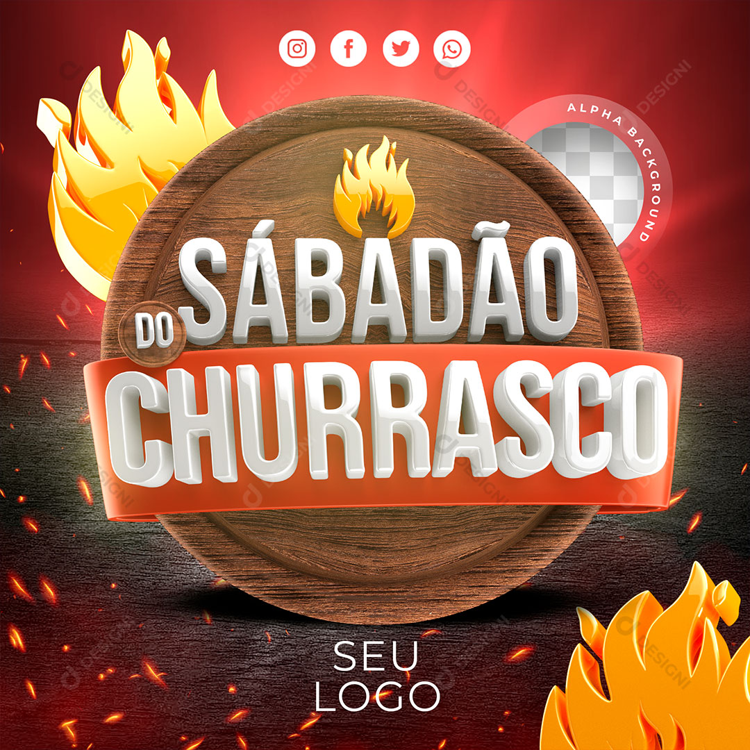 Sabadão do Churrasco Selo 3D Para Composição PSD Editável