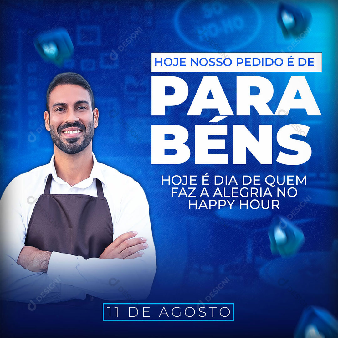 Data Comemorativa Dia do Garçom Social Media PSD Editável