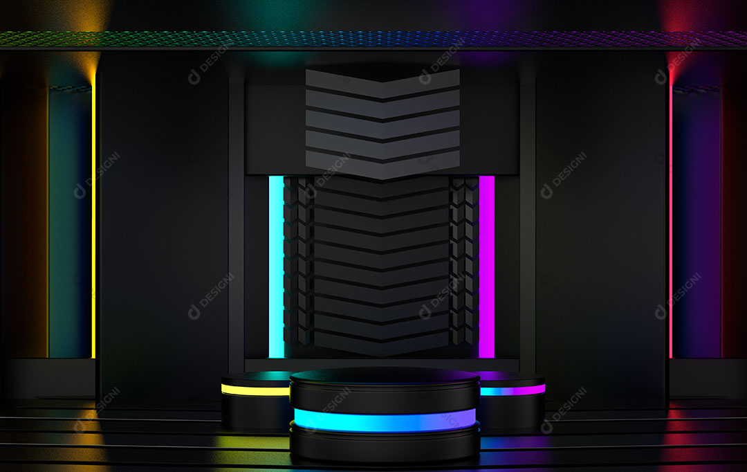 Background Colorido Com Pódios 3D Base Imagem JPG