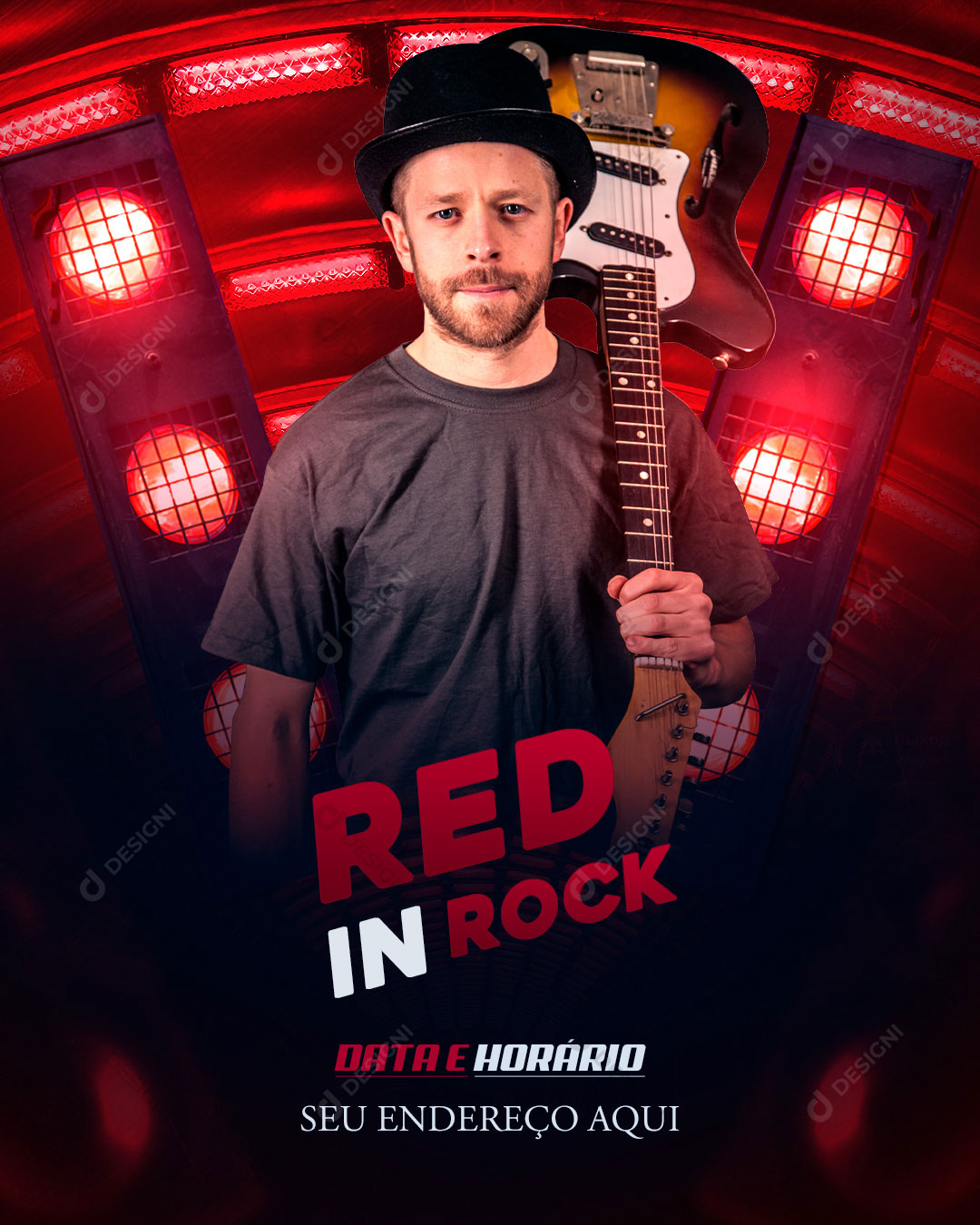 Flyer Show Evento Red In Rock Artista Social Media PSD Editável