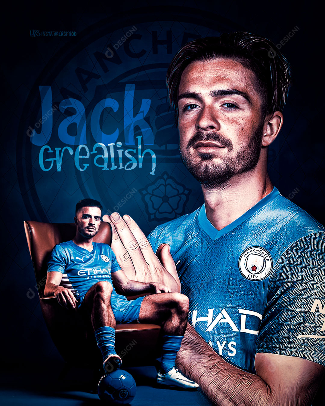 Flyer Jogador de Futebol Jack Grealish Social Media PSD Editável