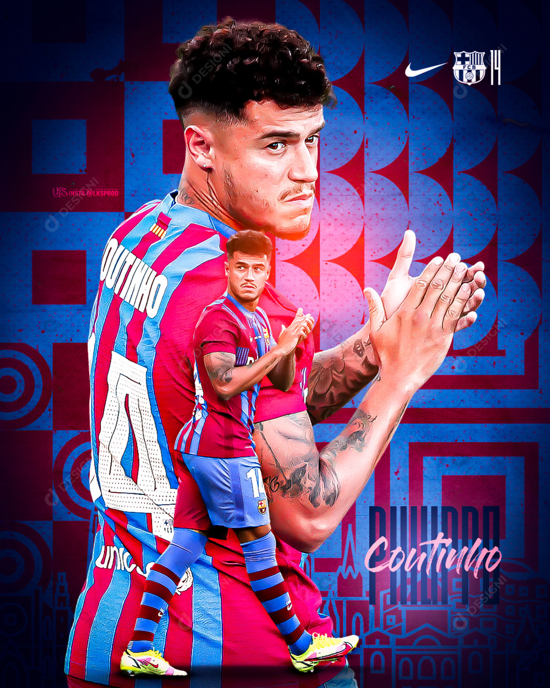 Flyer Jogador de Futebol Philippe Coutinho Social Media PSD Editável