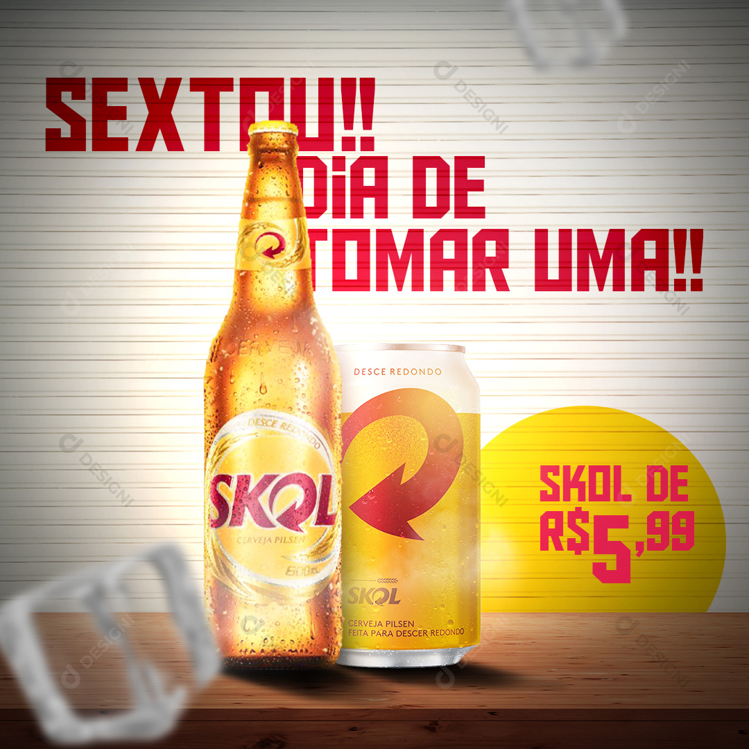 Post Distribuidora Sextou Dia de Tomar Uma Cerveja Social Media PSD Editável