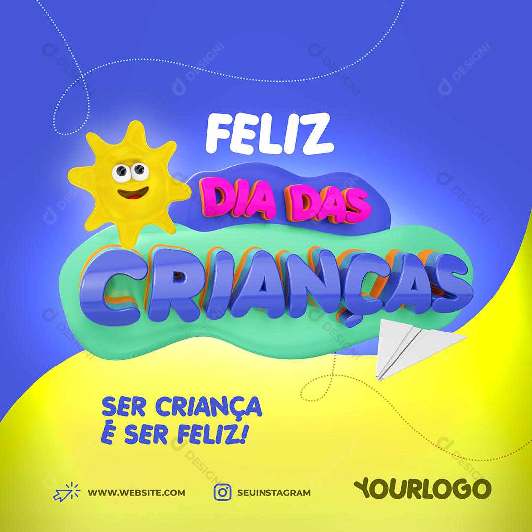 Data Comemorativa Feliz Dia das Crianças Social Media PSD Editável