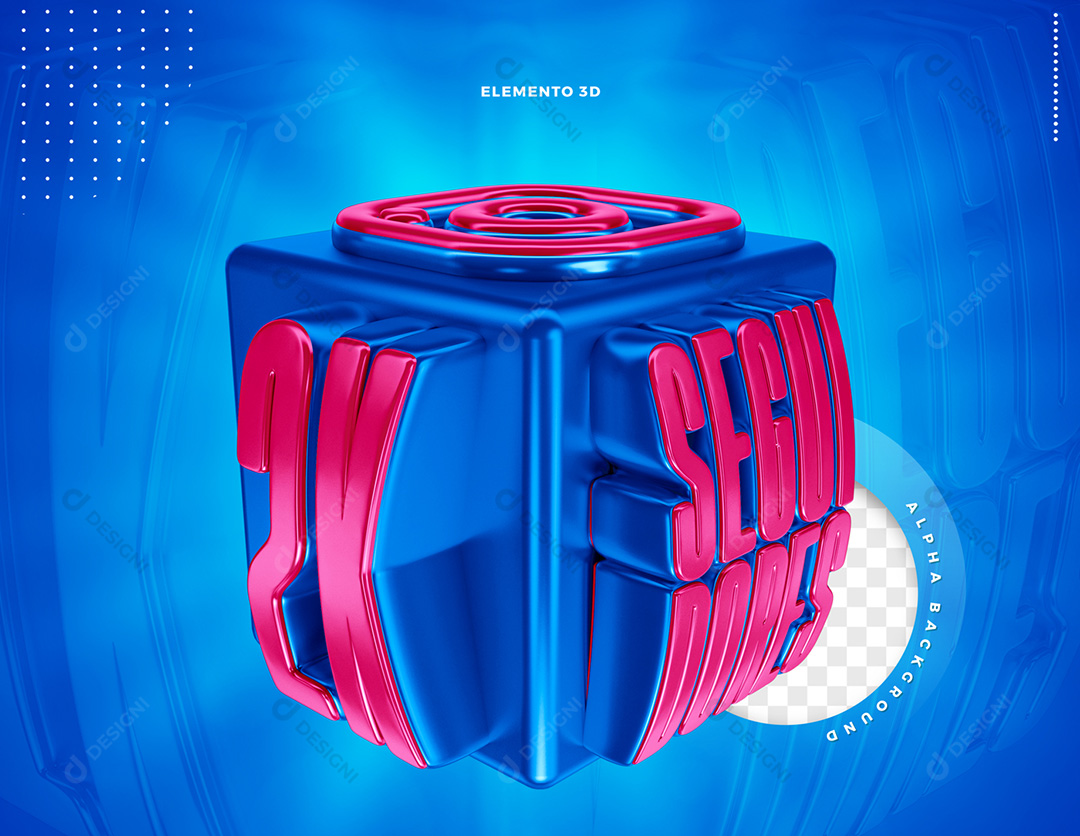 Elemento 3D 2K Seguidores Instagram PNG Transparente Sem Fundo