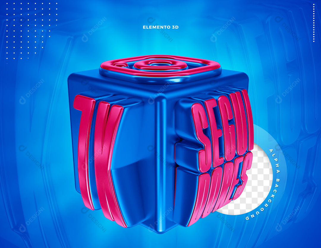 Elemento 3D 7K Seguidores Instagram PNG Transparente Sem Fundo