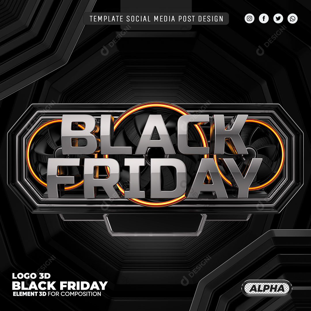 Black Friday Selo 3D Elemento Para Composição PSD Editável